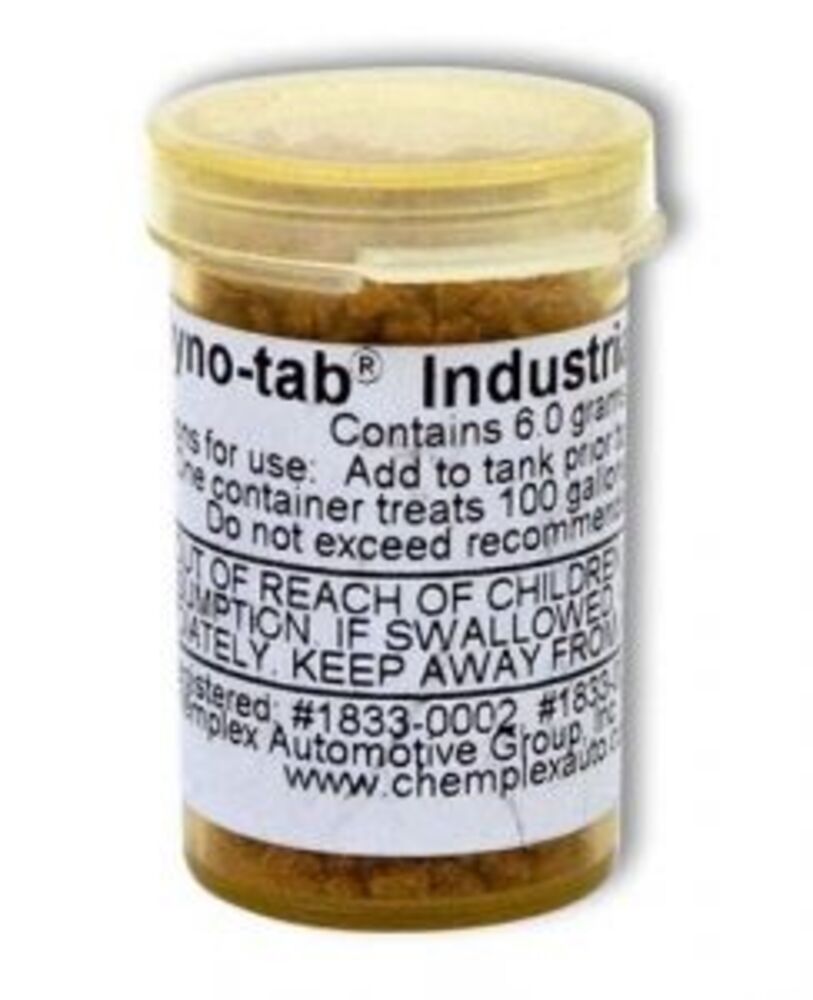 Dyno-tab® Fuel Treatment 6 gram Fleet & Industrial for GASOLINE & DIESEL Engines, Improve Fuel Economy, Reduce Knocking & Improve Acceleration, 1 Vial Treats 379L – 45906