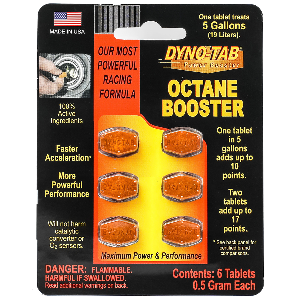 DYNO TAB Octane Booster – for GASOLINE Engines, Boost Power, Reduce Knocking & Improve Acceleration, 6 Tablet Card, 1 Treats 19L - 45456